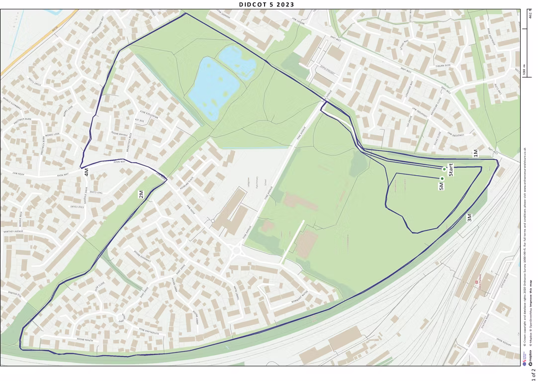 map showing route of the Didcot 5